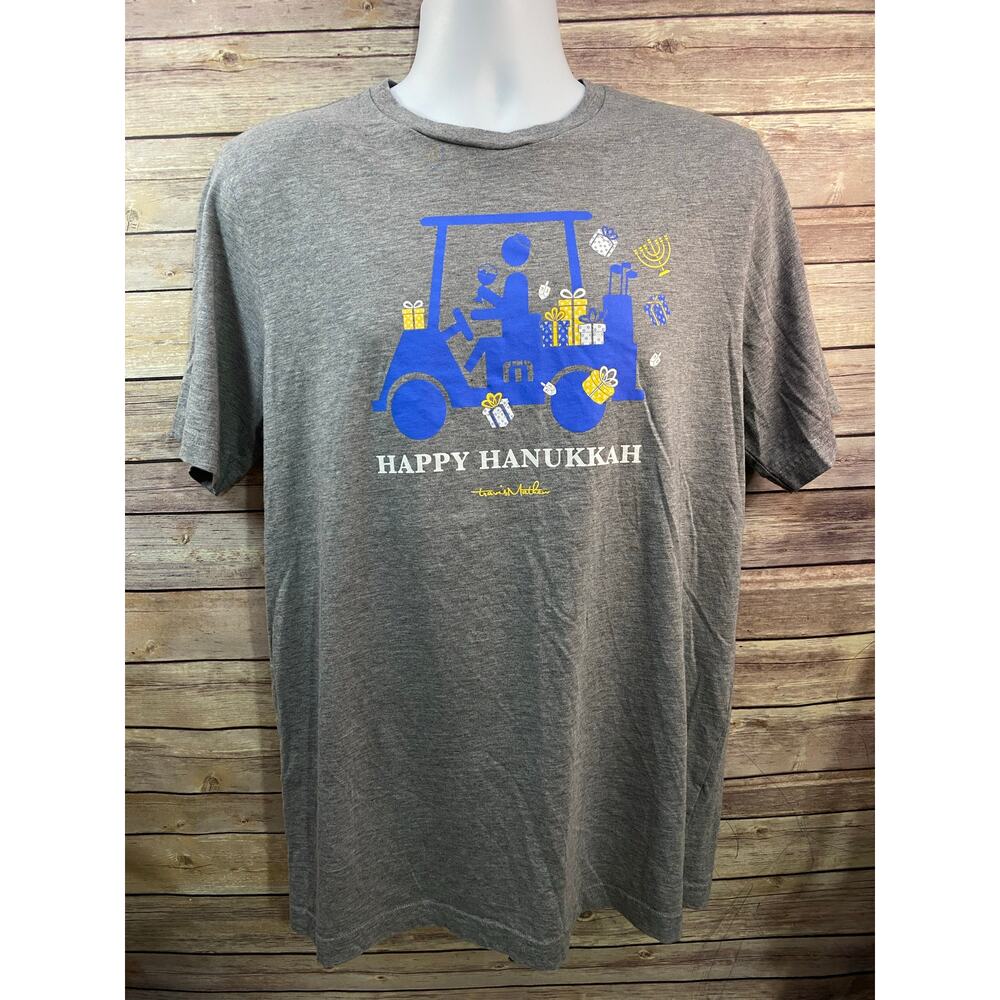 Travis Mathew Happy Hanukkah Short Sleeve T Shirt Men's Large Gray